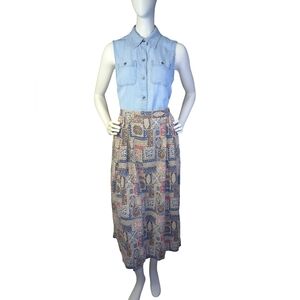 Vintage Jantzen Classics Patchwork Midi Skirt | Made in USA | Size 16